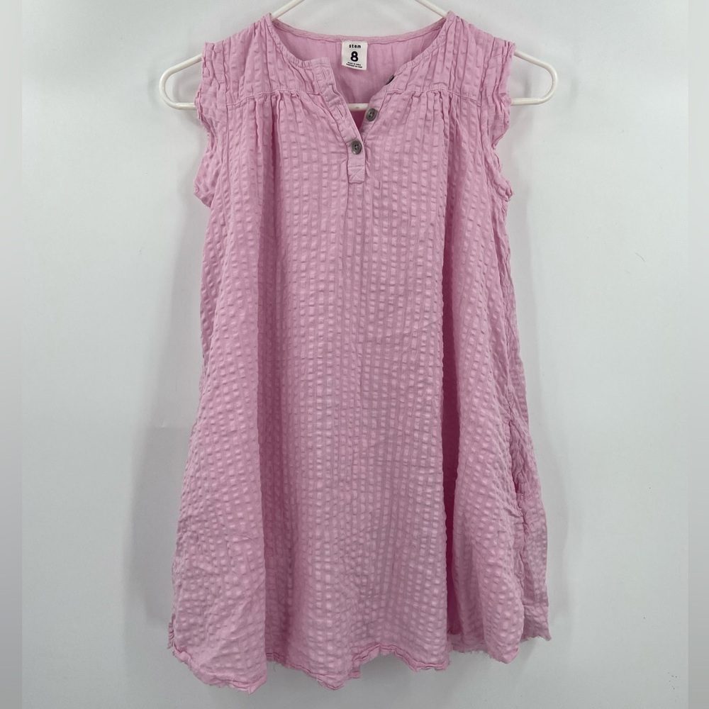 Stem Pink Ruffle Textured Dress Pockets 8 years‎